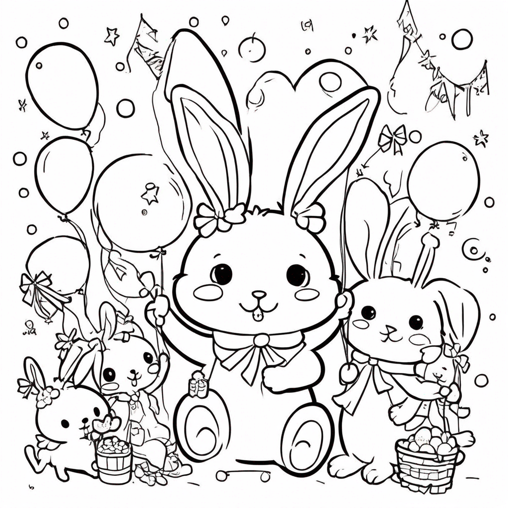 Labubu's Festive Balloon Party! coloring page from Labubu theme - free printable line art for kids and adults