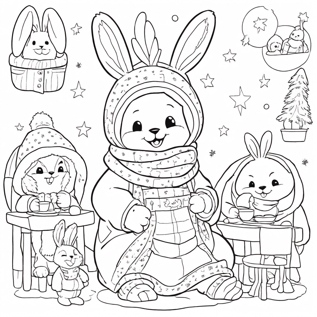 Labubu's Winter Fun Adventure coloring page from Labubu theme - free printable line art for kids and adults