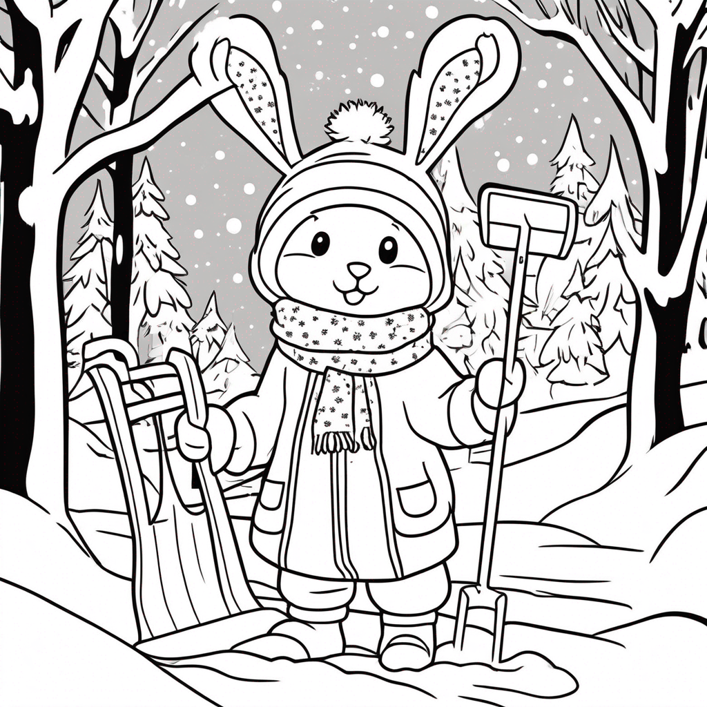 Labubu's Winter Wonderland Adventure coloring page from Labubu theme - free printable line art for kids and adults