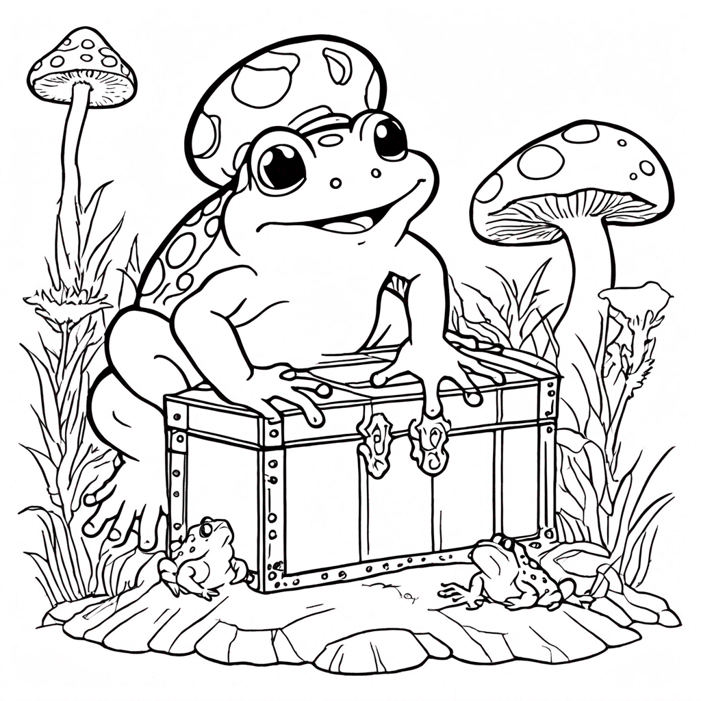mario Joyful Treasure Hunt Adventure coloring page from mario theme - free printable line art for kids and adults