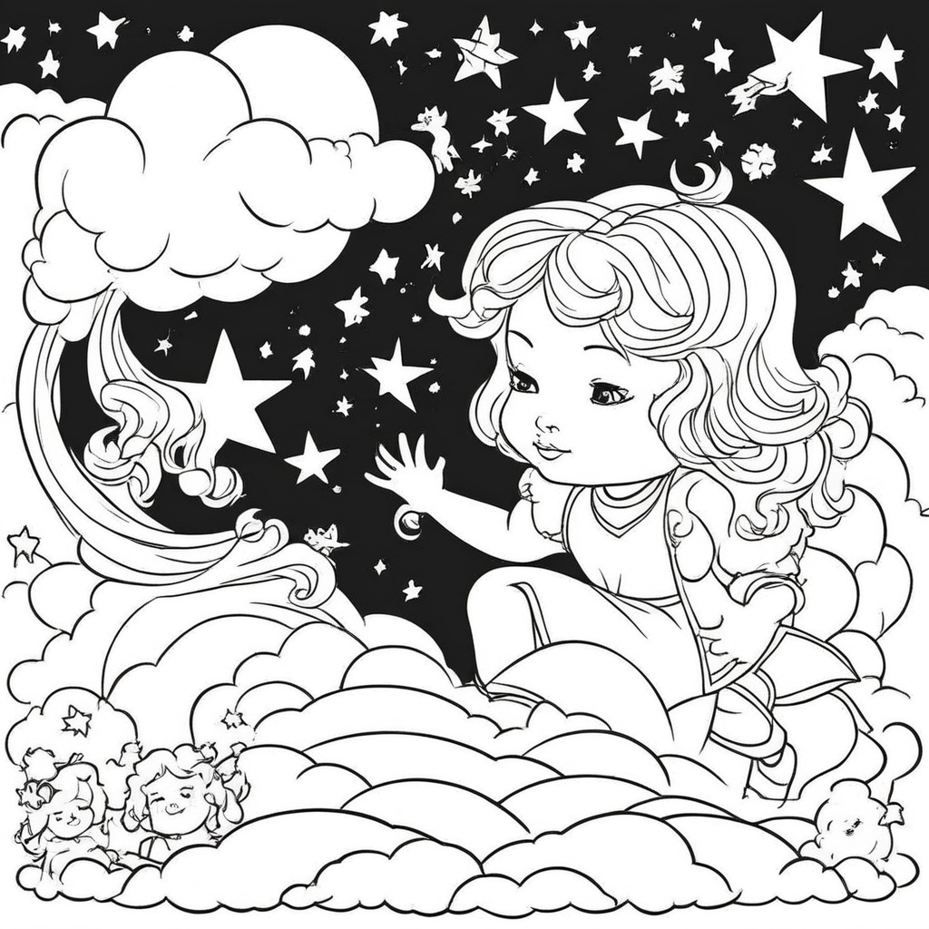 Star Jumps in Cloudy coloring page from Marvel theme - free printable line art for kids and adults