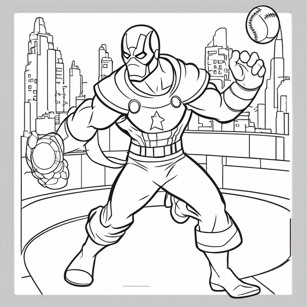 Marvel Friends Playing Superball coloring page from Marvel theme - free printable line art for kids and adults