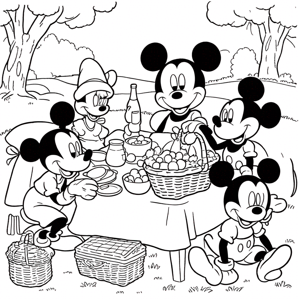 Mickey Mouse Và Những Người Bạn Dã Ngoại coloring page from "chuột Mickey" theme - free printable line art for kids and adults