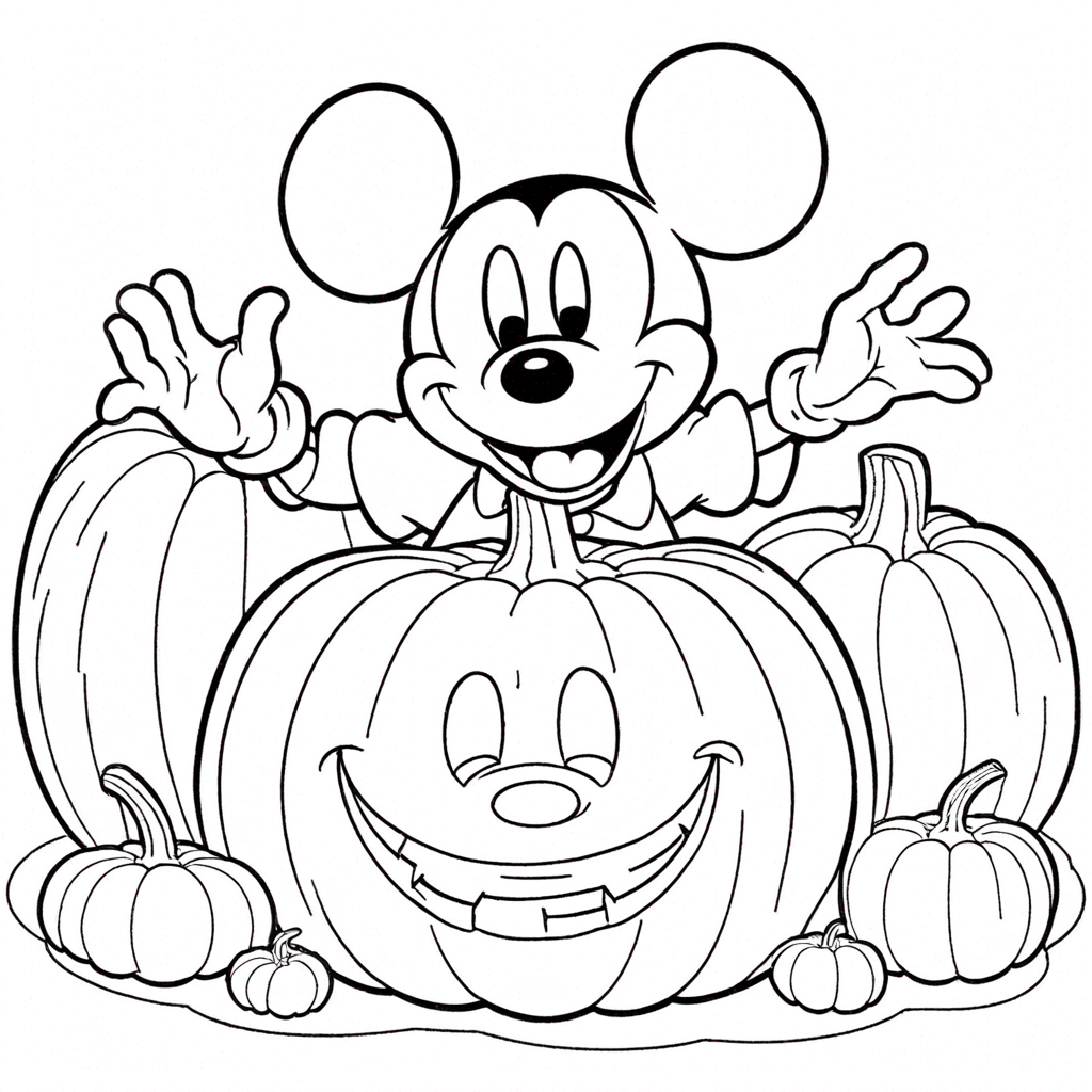 Bánh Bí Ngô Khắc Hình Mickey Mouse coloring page from "chuột Mickey" theme - free printable line art for kids and adults
