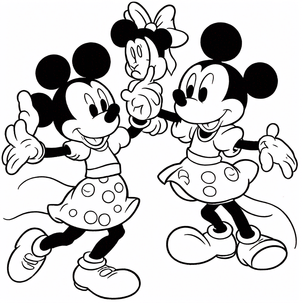 Mickey Mouse Nhảy Múa Với Minnie coloring page from "chuột Mickey" theme - free printable line art for kids and adults