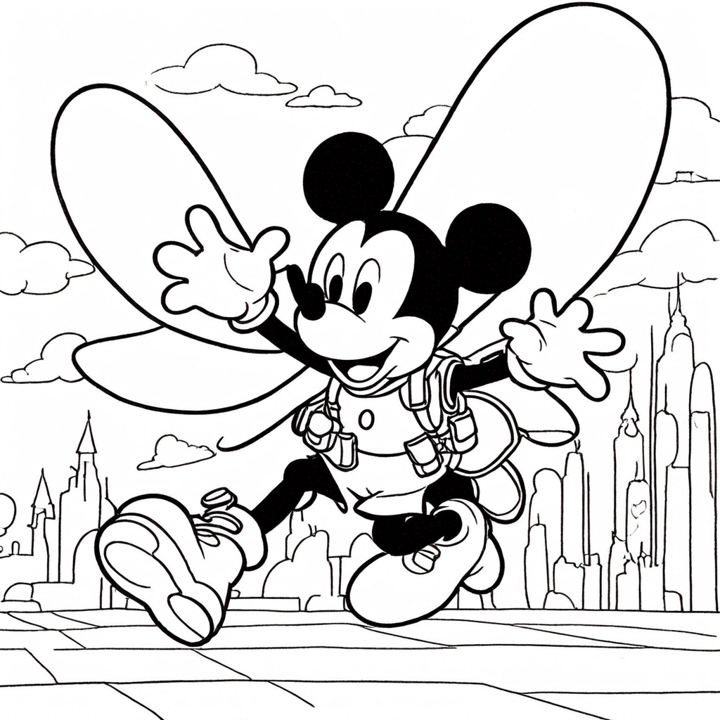 Mickey Mouse Bay Với Jetpack coloring page from "chuột Mickey" theme - free printable line art for kids and adults