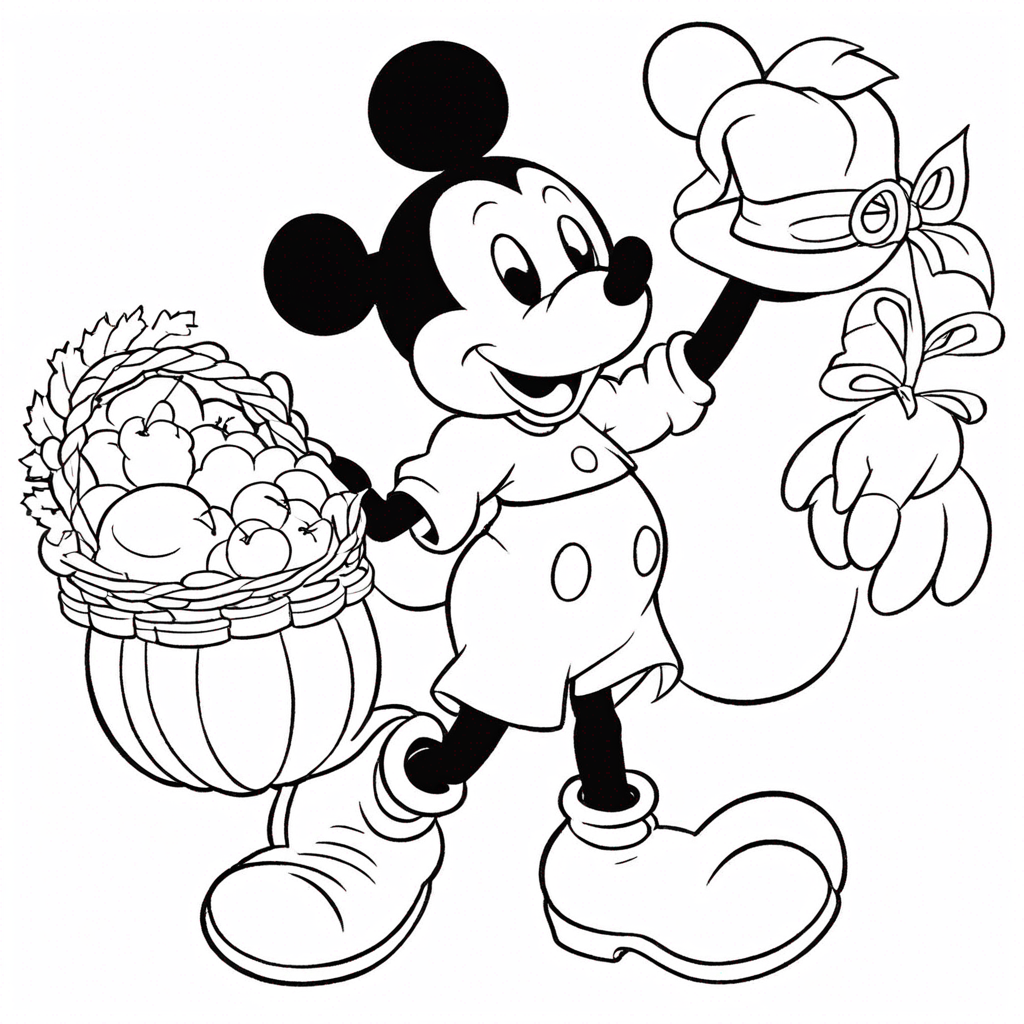 Mickey Mouse Cầm Gà Tây Ngày Lễ Tạ Ơn coloring page from "chuột Mickey" theme - free printable line art for kids and adults