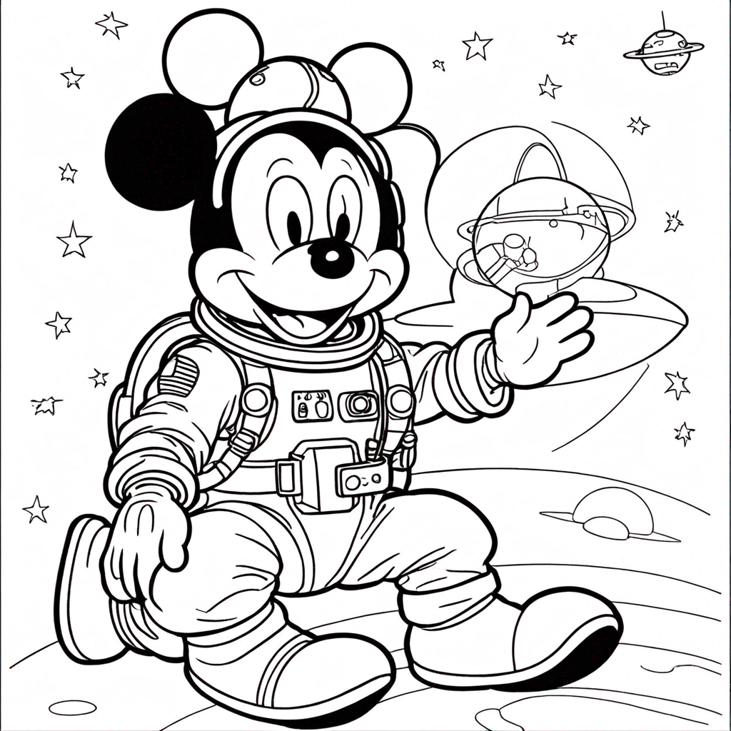 Mickey Mouse Trong Bộ Đồ Du Hành Không Gian coloring page from "chuột Mickey" theme - free printable line art for kids and adults