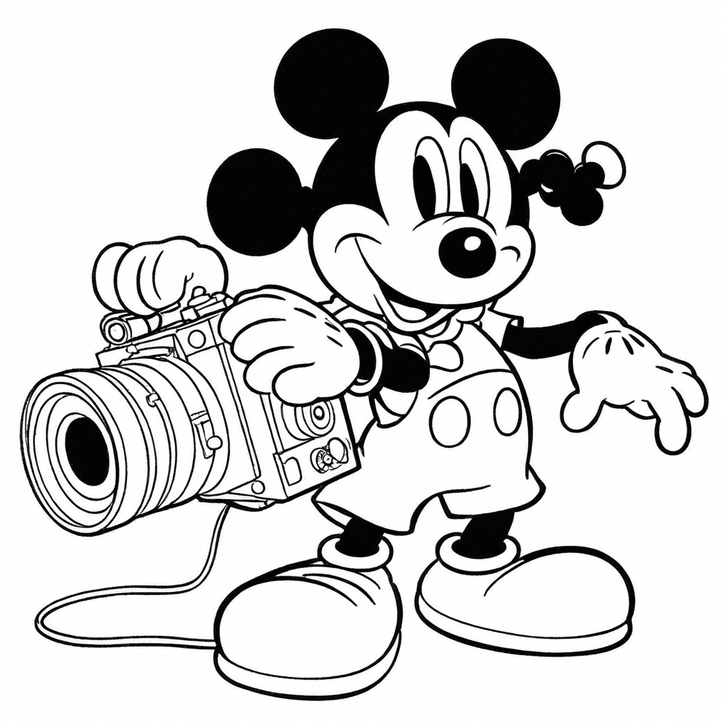 Mickey Mouse Với Máy Quay Phim coloring page from "chuột Mickey" theme - free printable line art for kids and adults