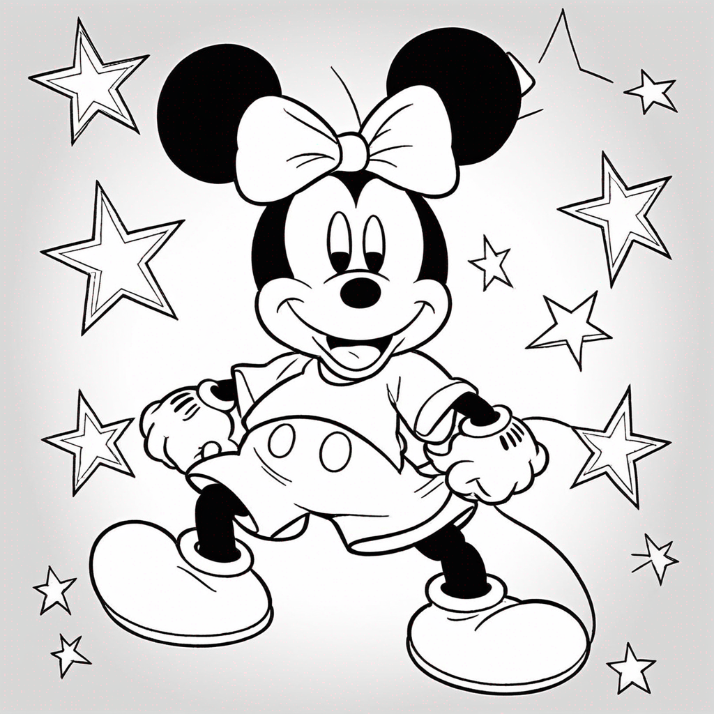 Mickey Mouse Với Những Ngôi Sao Lấp Lánh coloring page from "chuột Mickey" theme - free printable line art for kids and adults