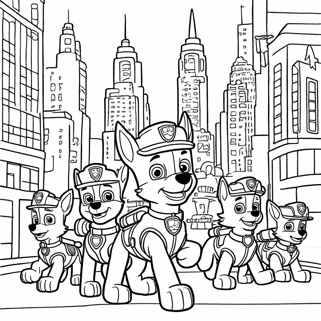 Liberty Paw Patrol City Celebration coloring page from paw patrol theme - free printable line art for kids and adults
