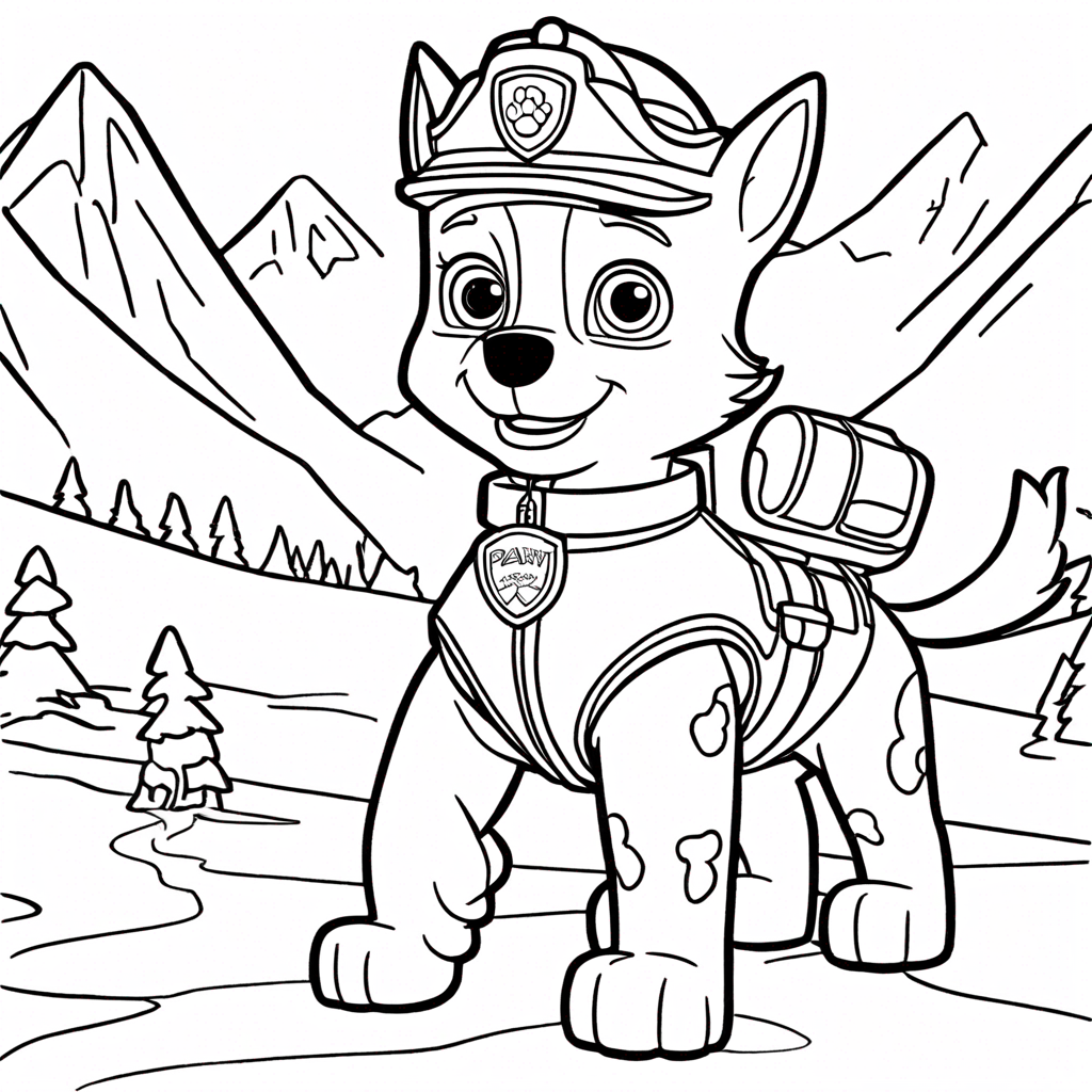 Paw Patrol Everest Ice Rescue coloring page from paw patrol theme - free printable line art for kids and adults