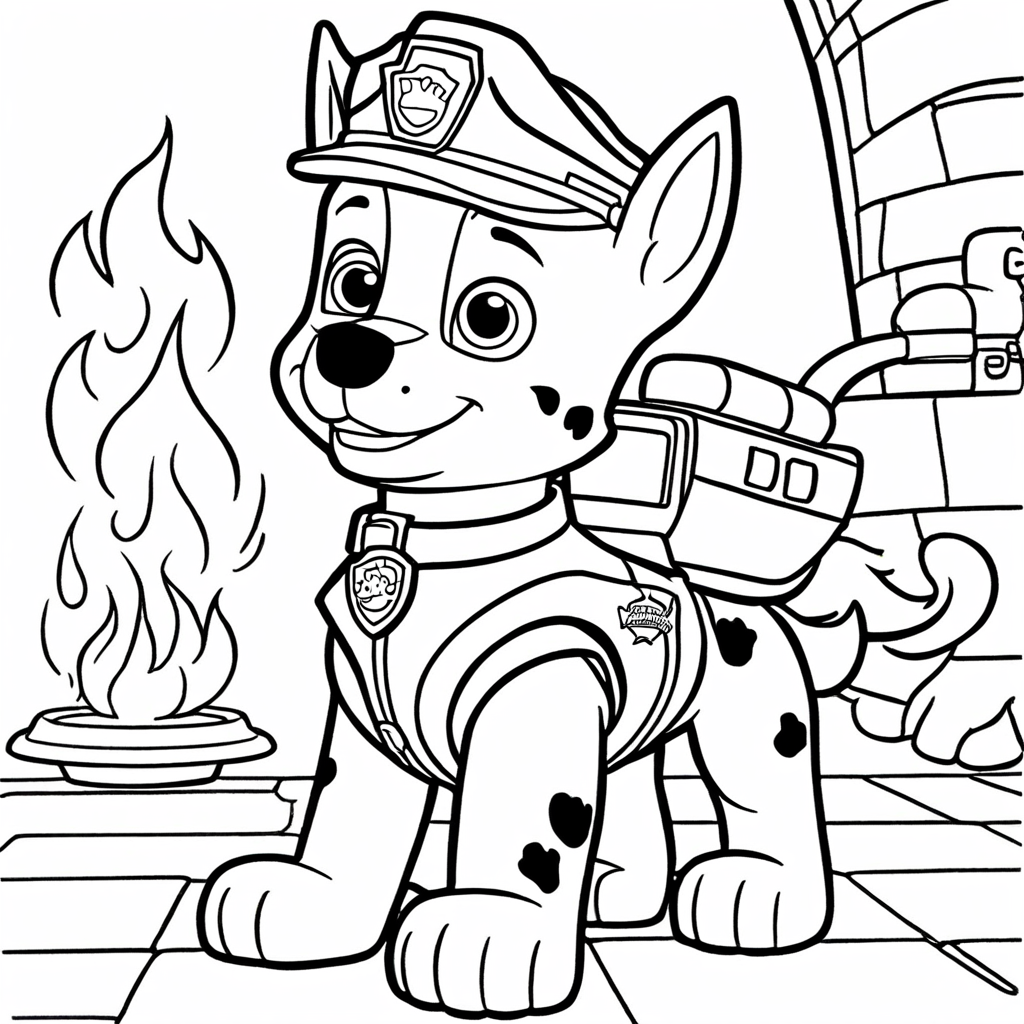 Paw Patrol Marshall Dập Lửa coloring page from Đội Bay Siêu Đẳng theme - free printable line art for kids and adults