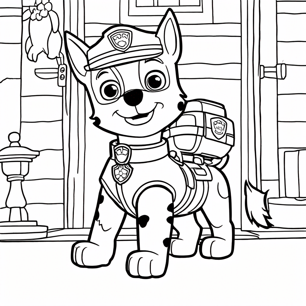 Paw Patrol Mayor Humdinger Plotting coloring page from paw patrol theme - free printable line art for kids and adults