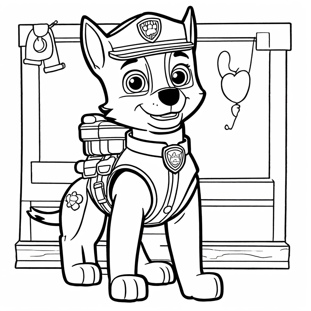 Paw Patrol Mayor Humdinger Plotting coloring page from paw patrol theme - free printable line art for kids and adults