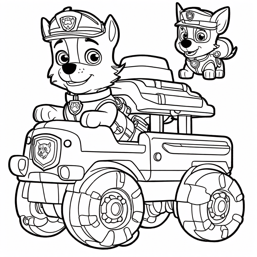 Paw Patrol Rocky Fixing Machines coloring page from paw patrol theme - free printable line art for kids and adults