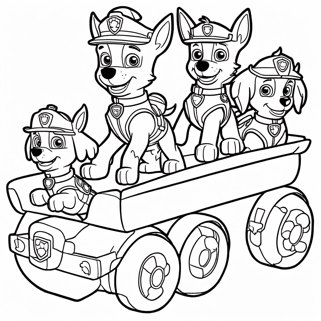 Paw Patrol Thanksgiving Parade Float coloring page from paw patrol theme - free printable line art for kids and adults