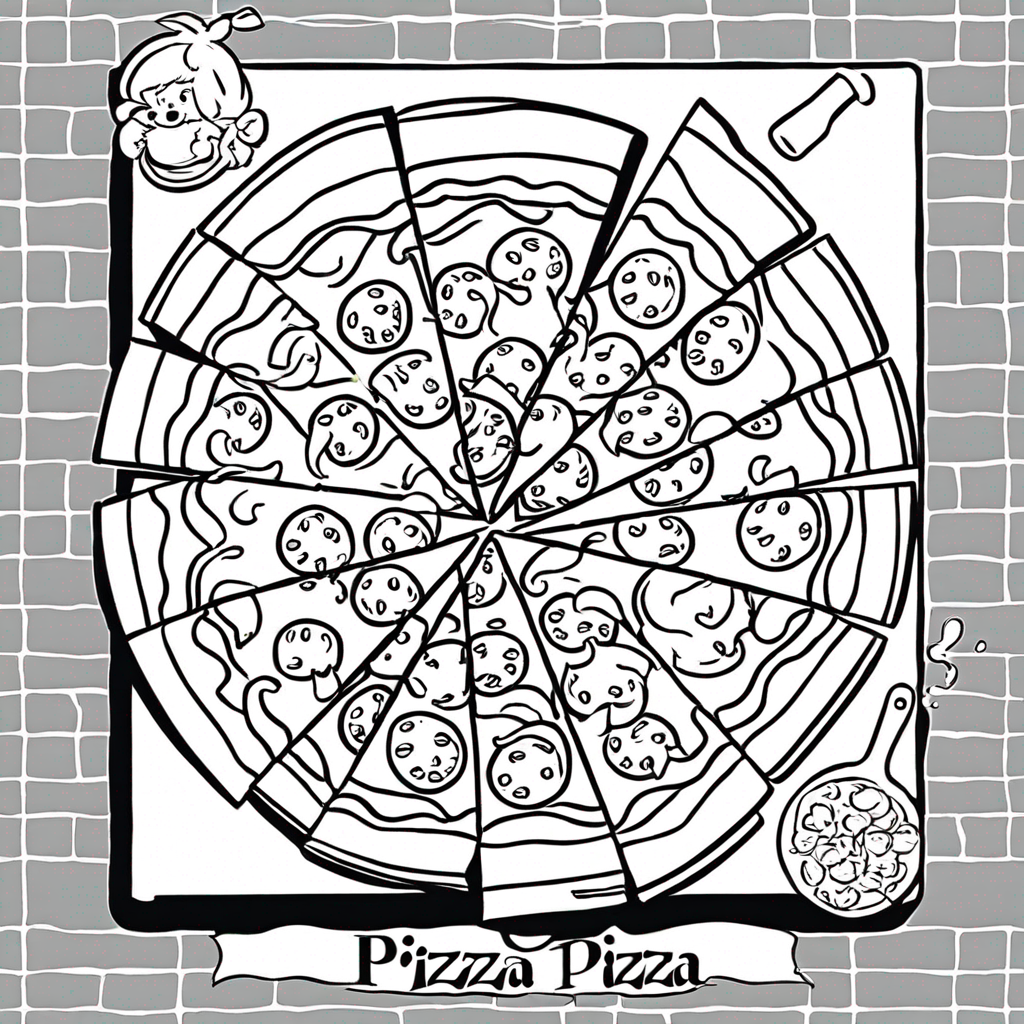 Pizza Box with Steam-2 coloring page from pizza theme - free printable line art for kids and adults