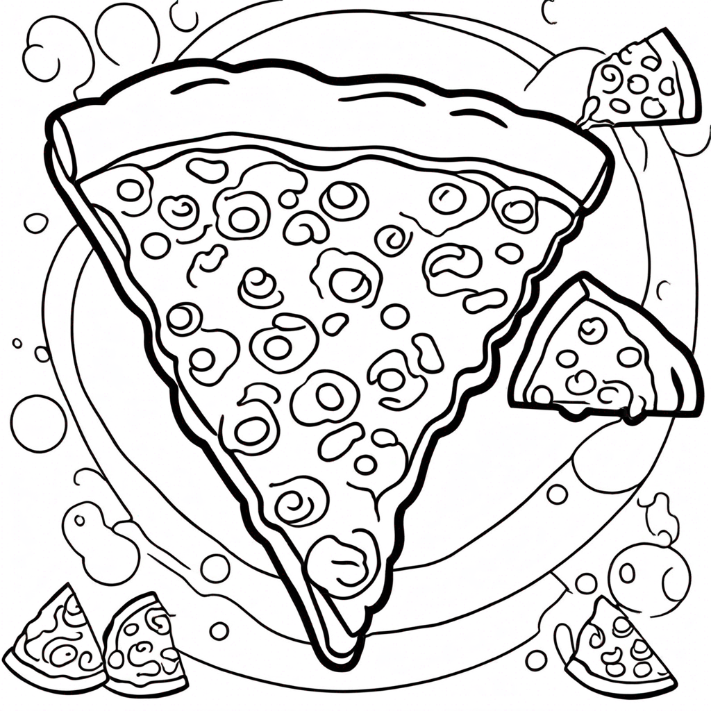 Pizza Slice with Melting Cheese-2 coloring page from pizza theme - free printable line art for kids and adults