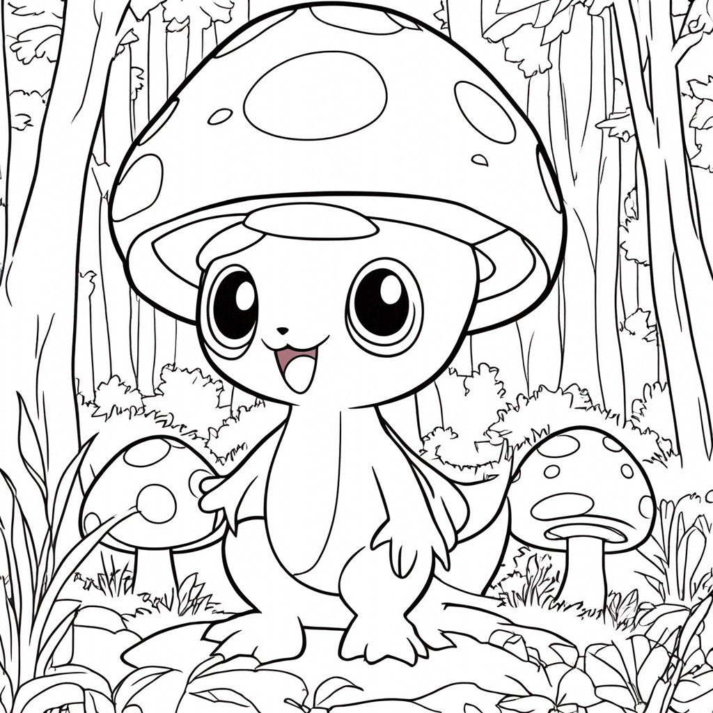 Pokemon Exploring Jungle Hideout coloring page from Pokemon theme - free printable line art for kids and adults