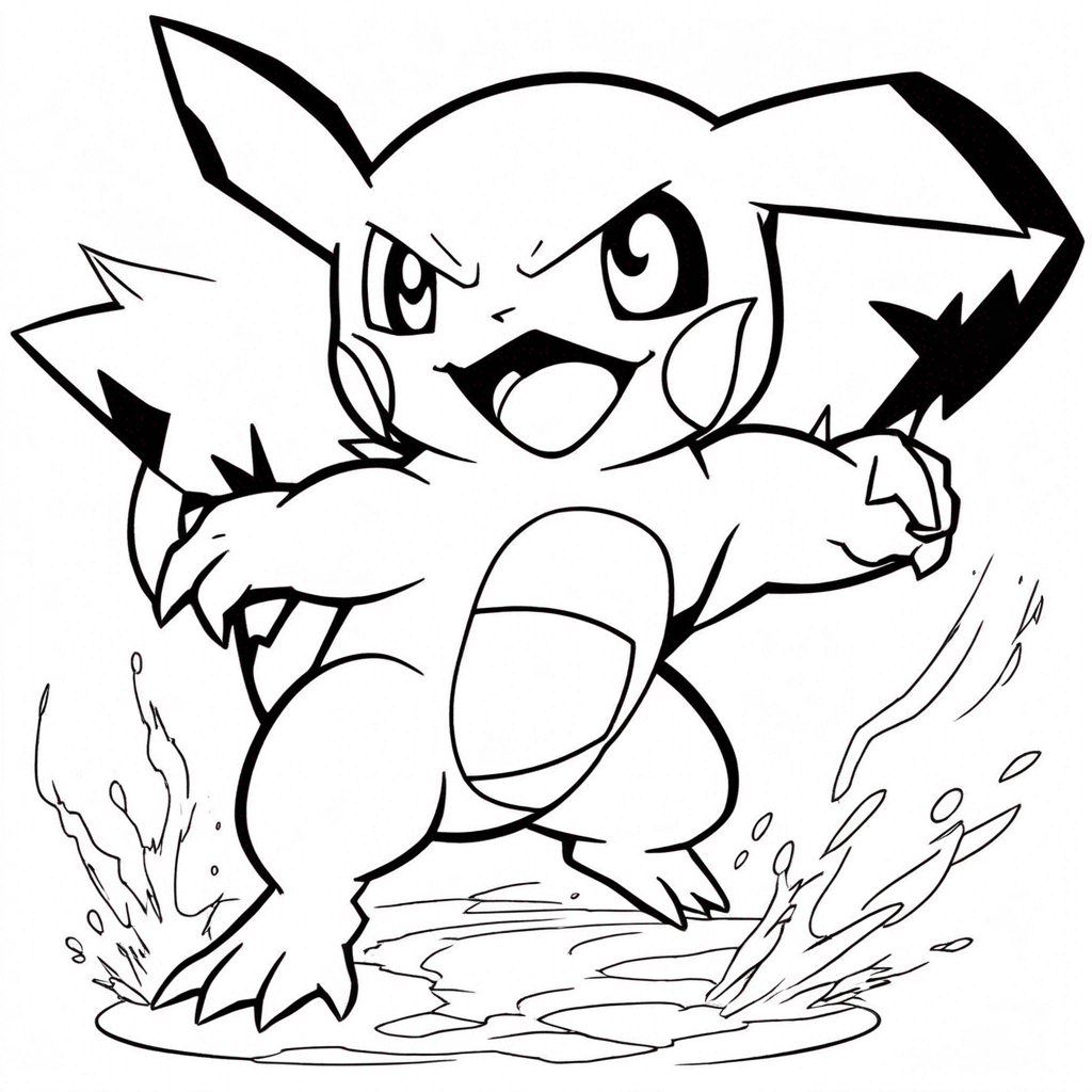 Pokemon Battling with Elemental coloring page from Pokemon theme - free printable line art for kids and adults