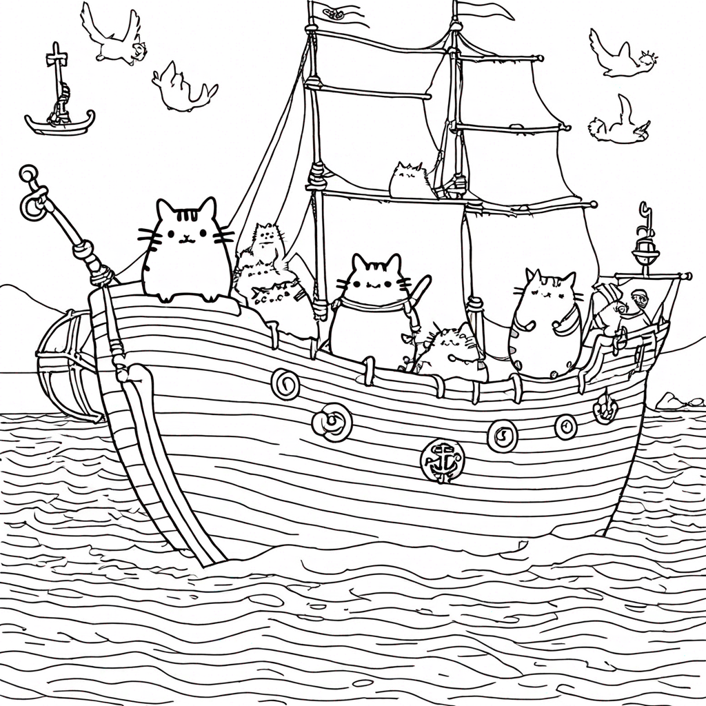 Pusheen coloring pages theme preview - 26 free printable coloring pages for kids and adults