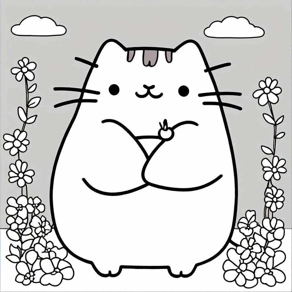 Pusheen Saying Hello coloring page from Pusheen theme - free printable line art for kids and adults