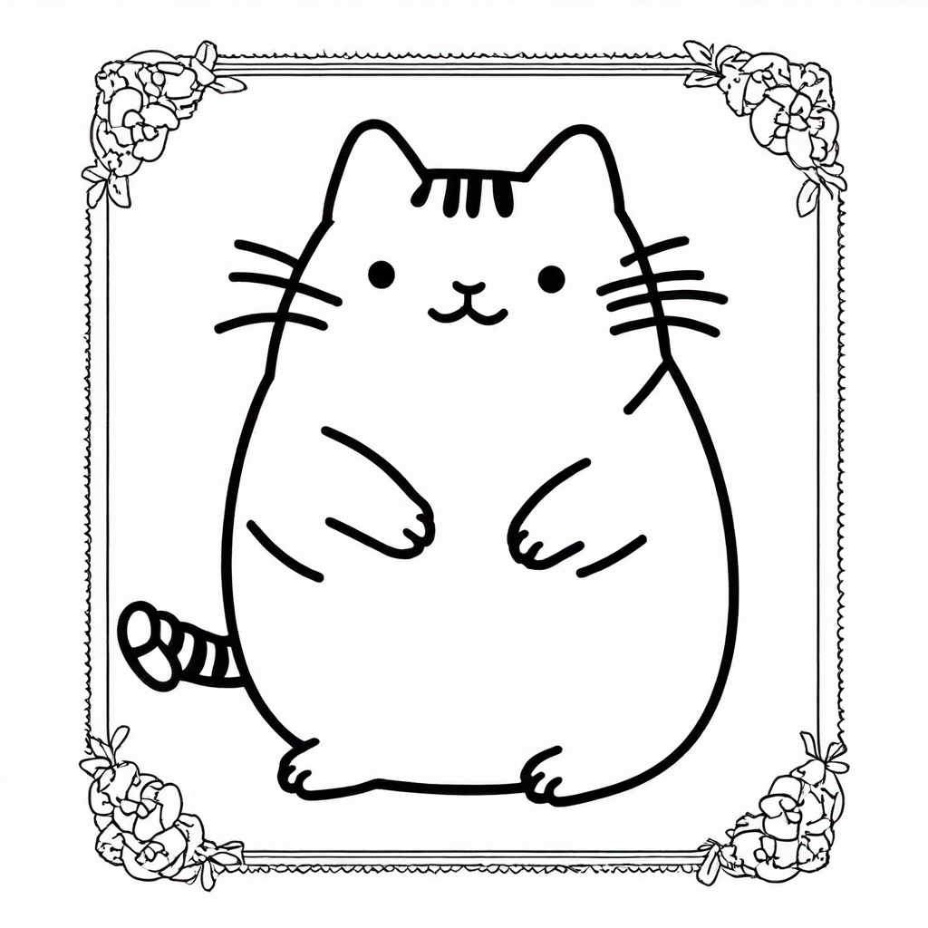 Pusheen Sitting coloring page from Pusheen theme - free printable line art for kids and adults