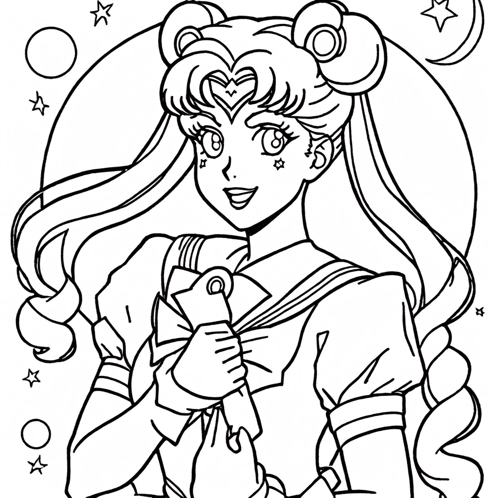 Sailor Moon Corando coloring page from Sailor Moon theme - free printable line art for kids and adults