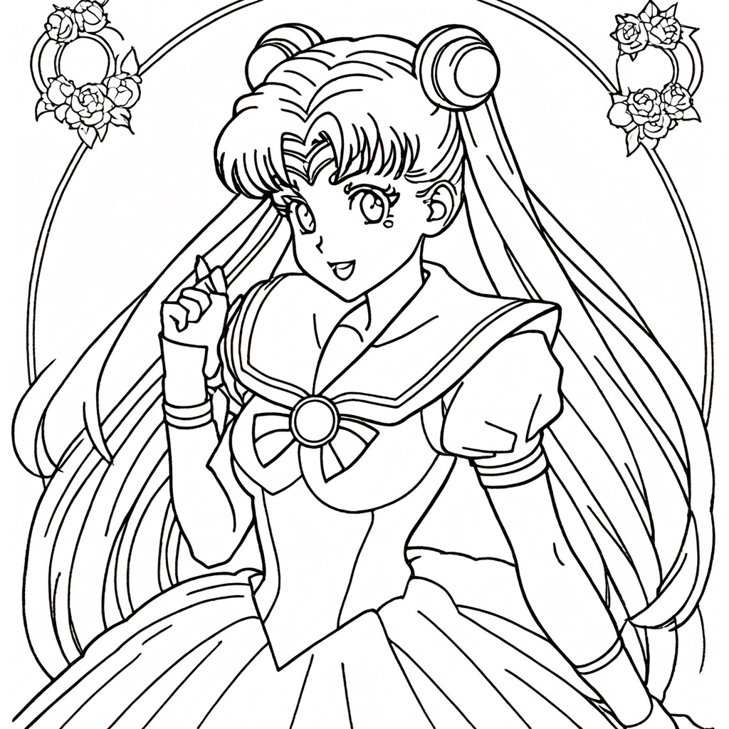 Sailor Moon Characters Coloring Pages coloring page from Sailor Moon theme - free printable line art for kids and adults