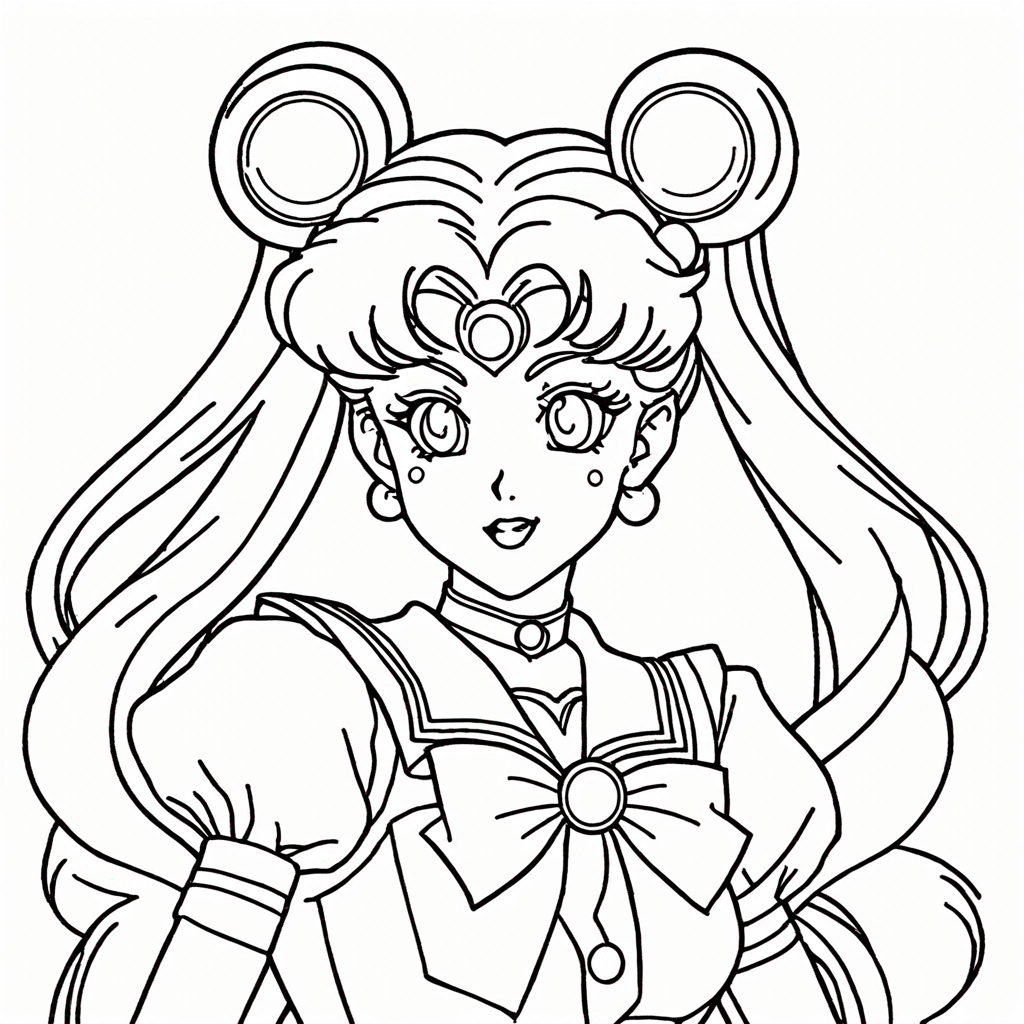Retrato da Sailor Moon coloring page from Sailor Moon theme - free printable line art for kids and adults