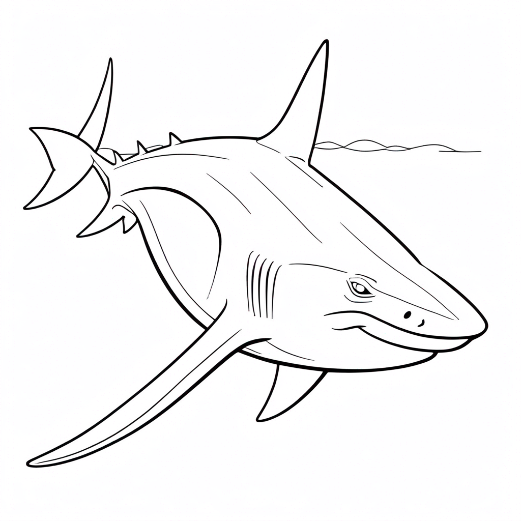 "Shark Chilling in Shades" coloring page from shark theme - free printable line art for kids and adults