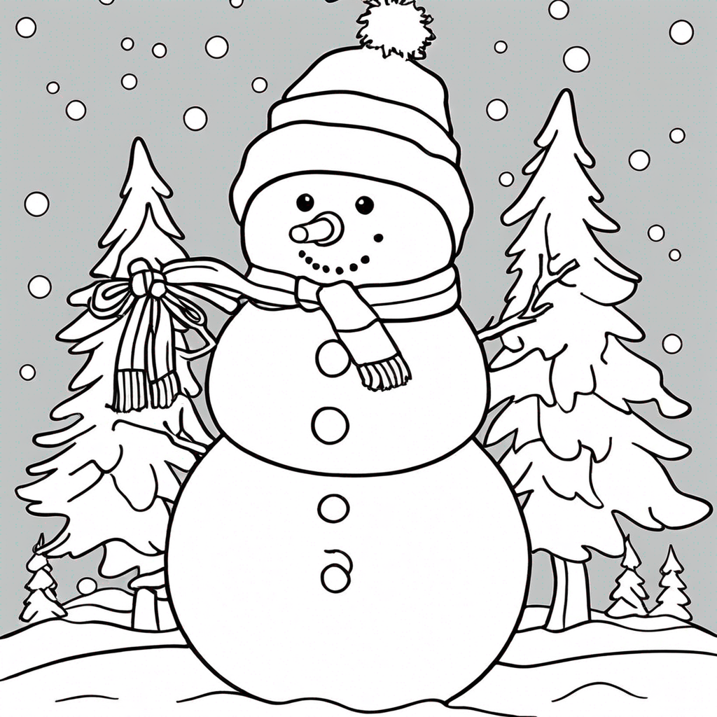 Christmas Little Snowman coloring page from snowman theme - free printable line art for kids and adults