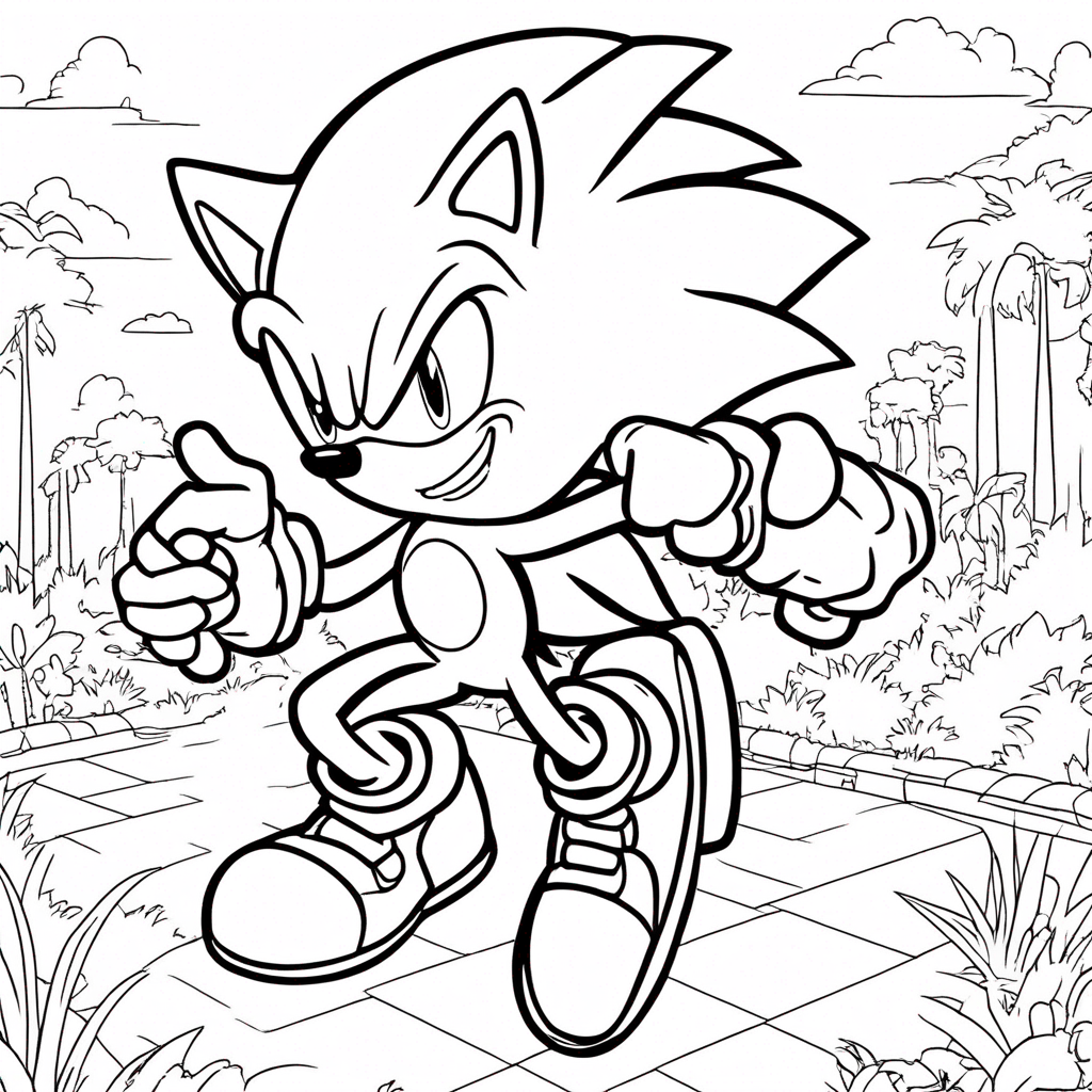 Sonic Adventure coloring page from Sonic the Hedgehog theme - free printable line art for kids and adults