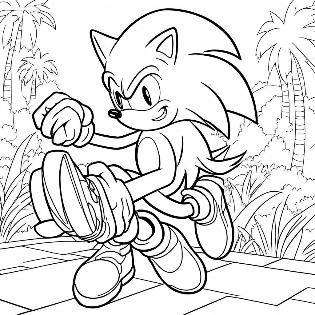 Sonic Adventure coloring page from Sonic the Hedgehog theme - free printable line art for kids and adults