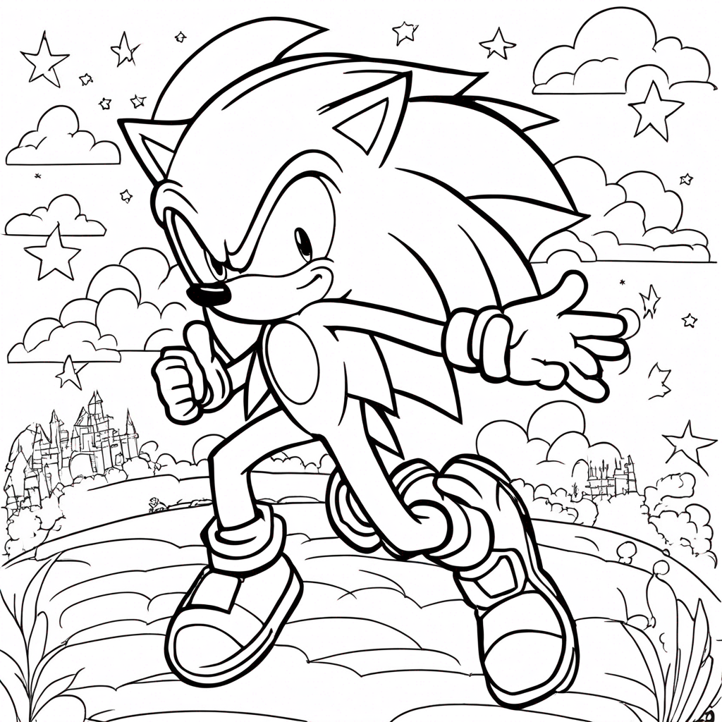 Sonic Dreams coloring page from Sonic the Hedgehog theme - free printable line art for kids and adults