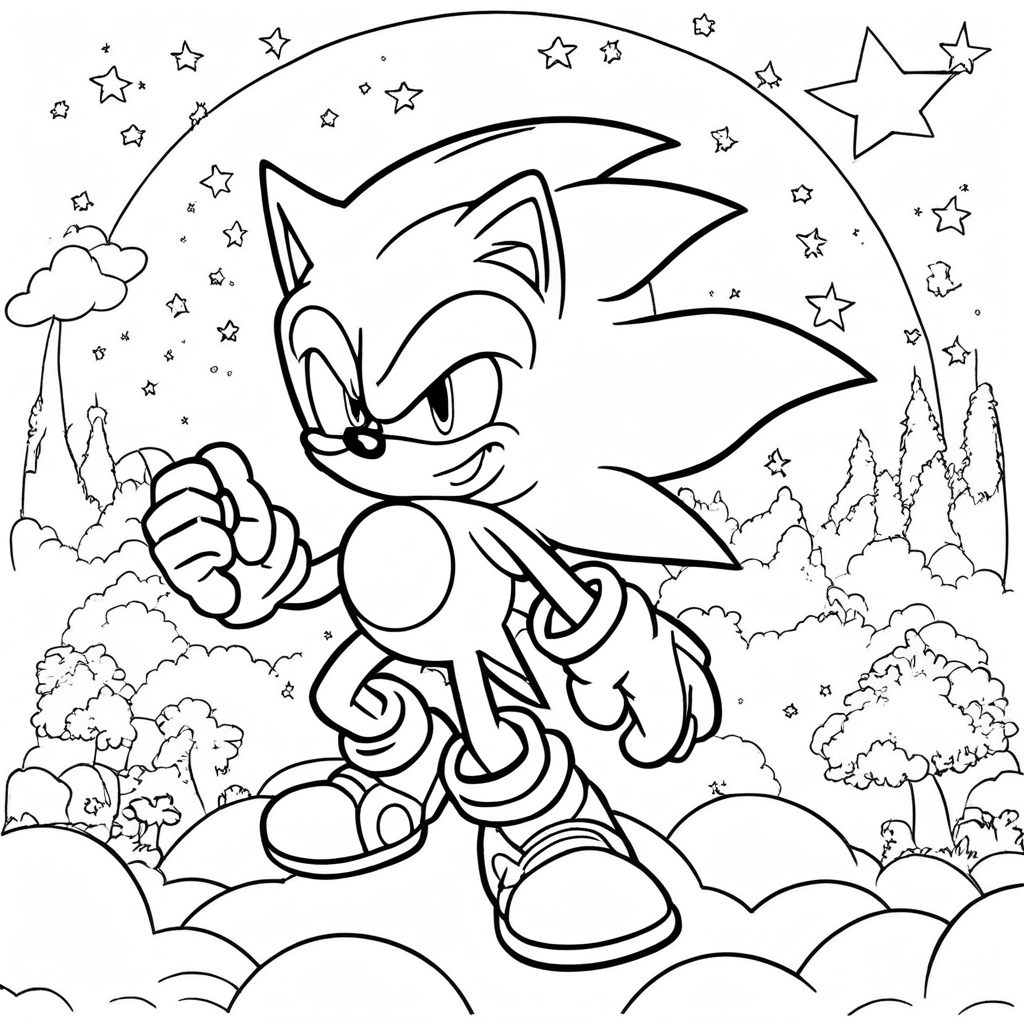 Sonic Dreams coloring page from Sonic the Hedgehog theme - free printable line art for kids and adults
