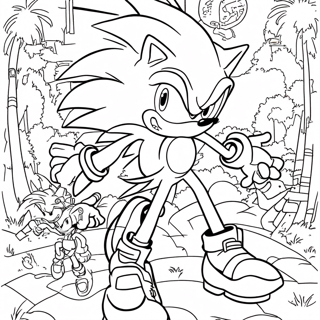 Sonic & Friends coloring page from Sonic the Hedgehog theme - free printable line art for kids and adults