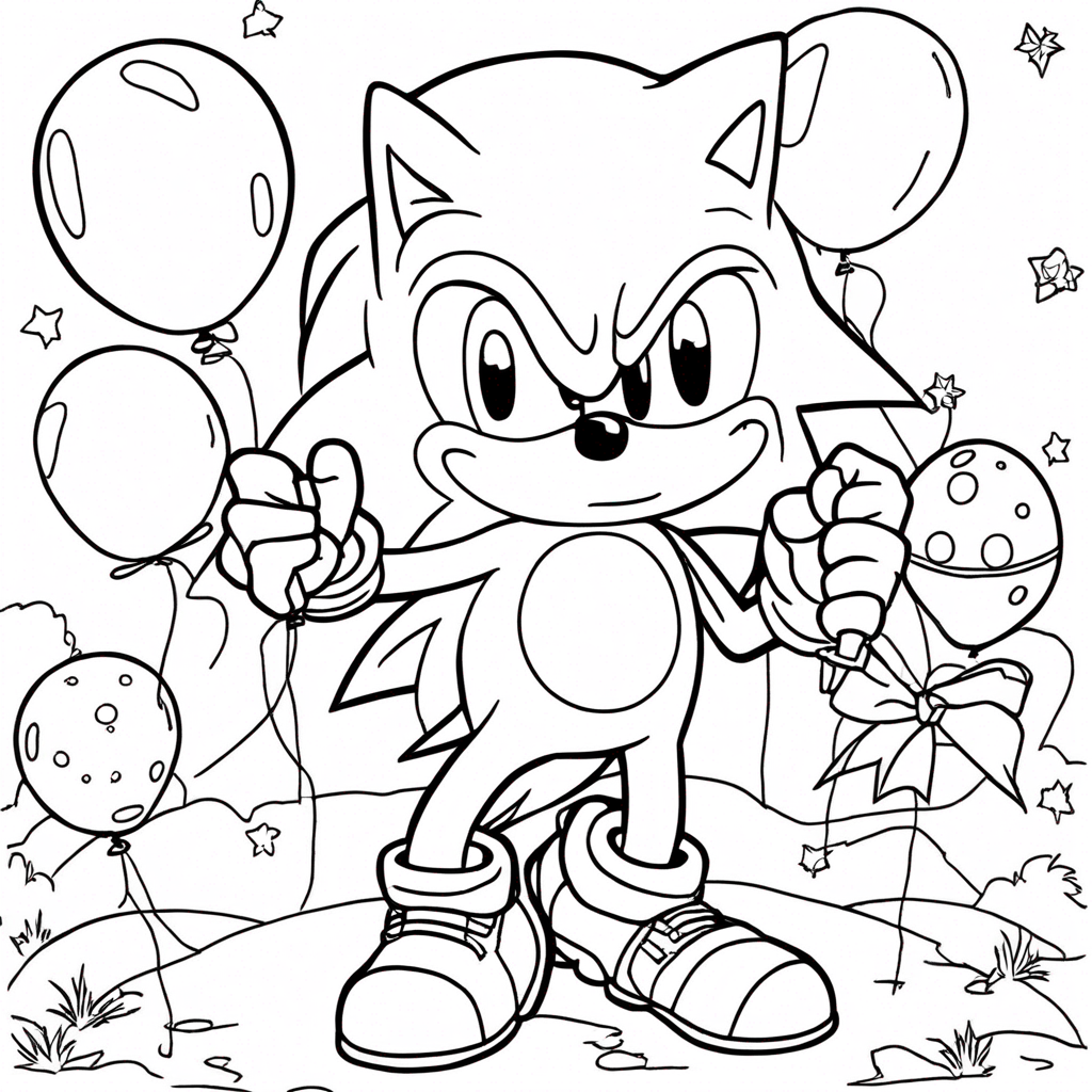 Festa do Sonic: Pinte e Divirta-se com o Nosso Herói Azul! coloring page from Sonic the Hedgehog theme - free printable line art for kids and adults