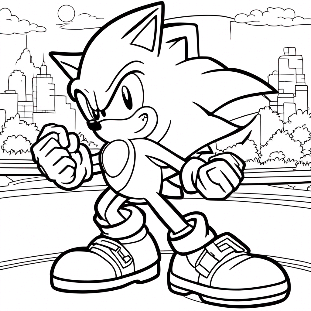 Sonic Playtime coloring page from Sonic the Hedgehog theme - free printable line art for kids and adults
