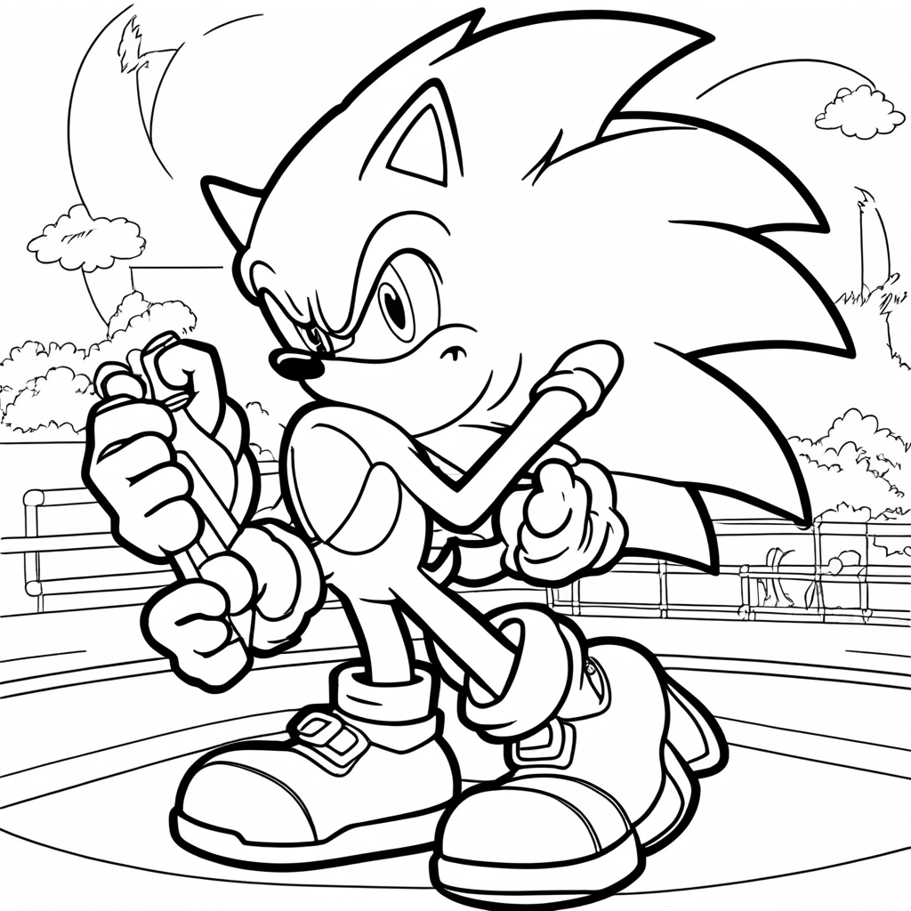 Sonic Playtime coloring page from Sonic the Hedgehog theme - free printable line art for kids and adults