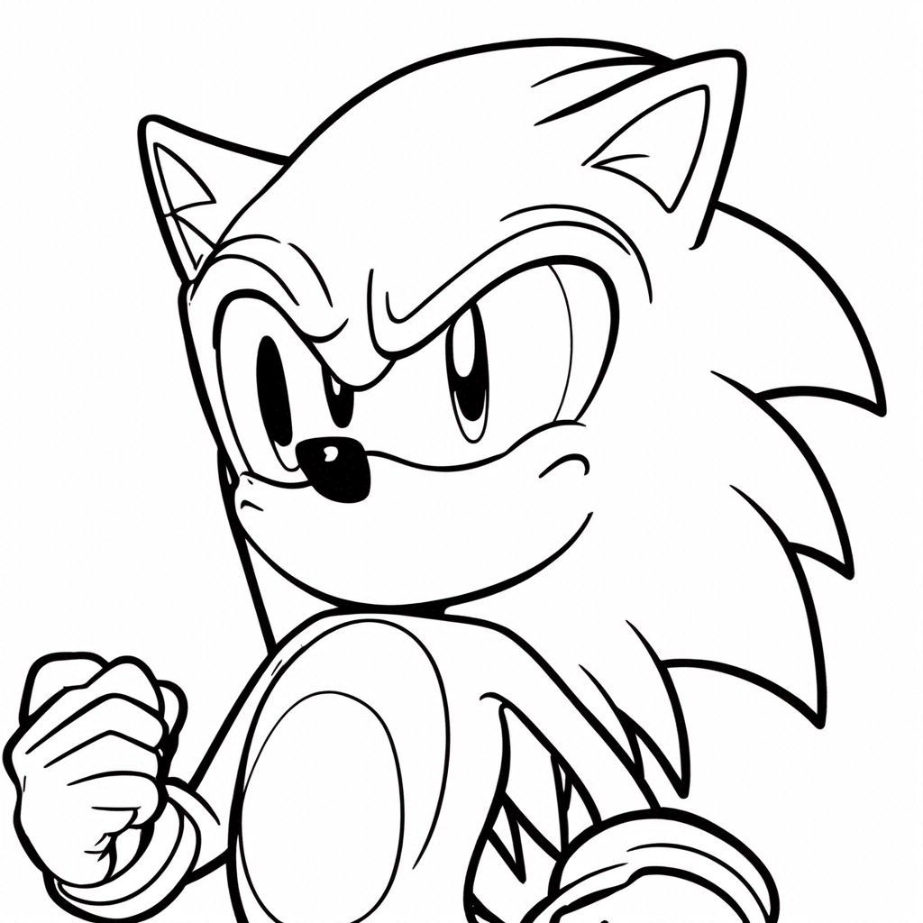 Retrato do Sonic: Pinte o seu Herói Azul Favorito coloring page from Sonic the Hedgehog theme - free printable line art for kids and adults