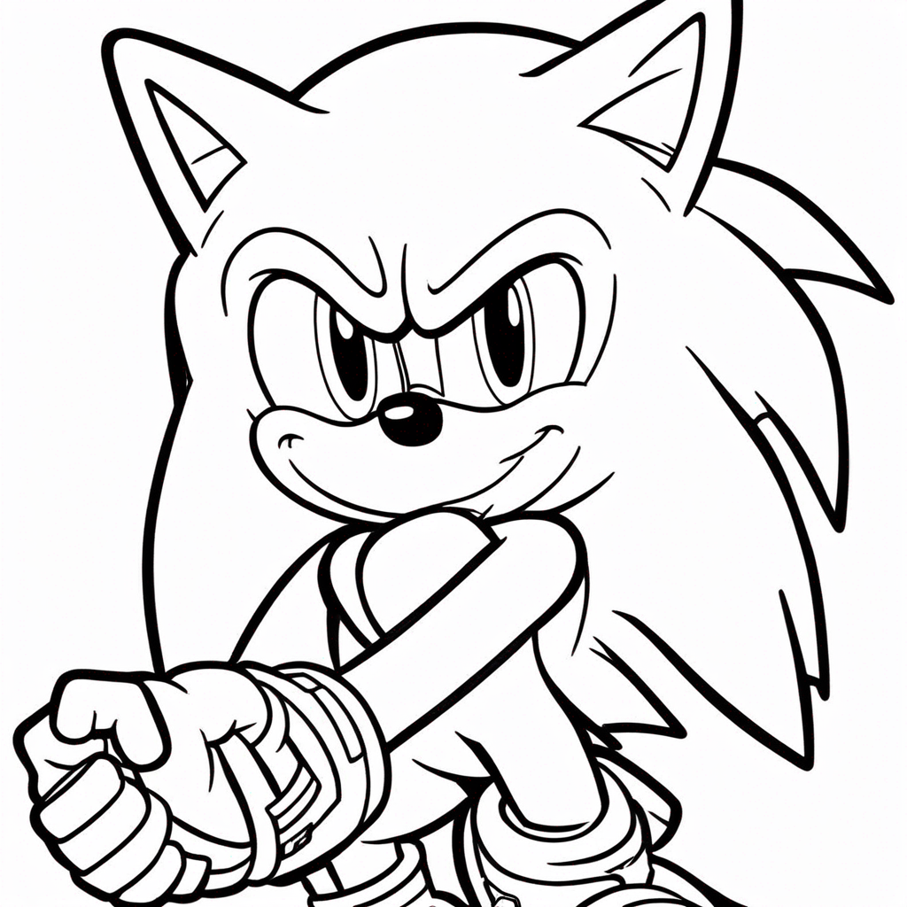 Sonic Portrait coloring page from Sonic the Hedgehog theme - free printable line art for kids and adults