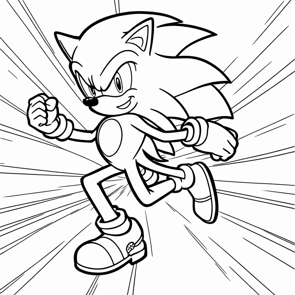 Sonic Racing with Blazing Speed coloring page from Sonic the Hedgehog theme - free printable line art for kids and adults