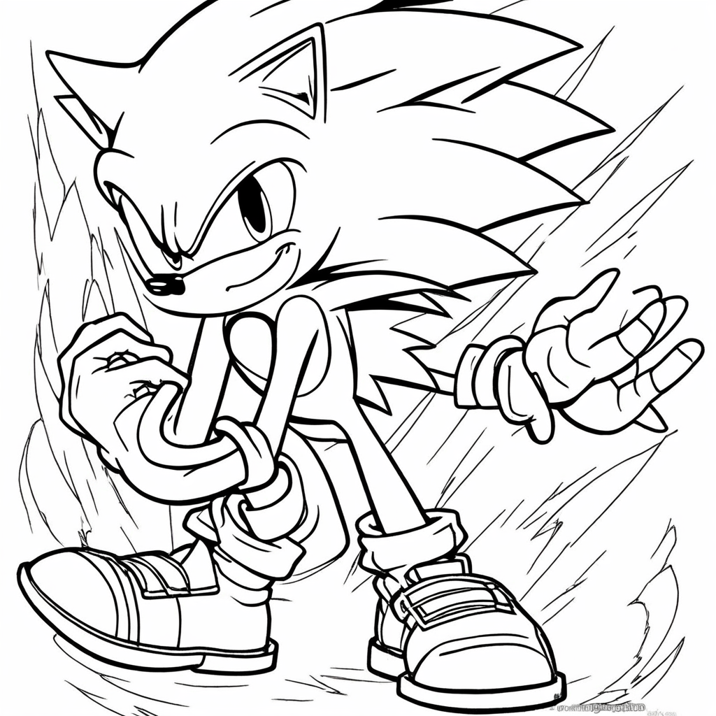 Super Sonic coloring page from Sonic the Hedgehog theme - free printable line art for kids and adults