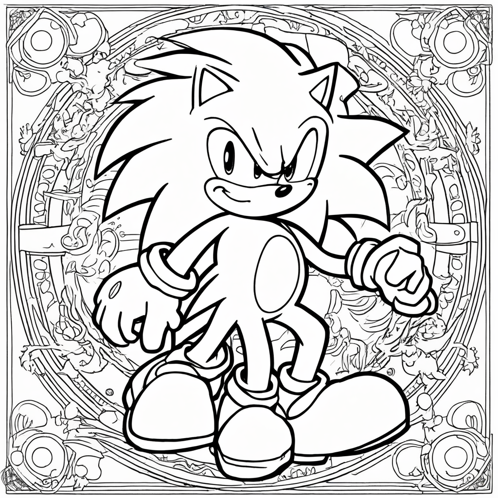 Sonic Unleashing Magical Powers coloring page from Sonic the Hedgehog theme - free printable line art for kids and adults