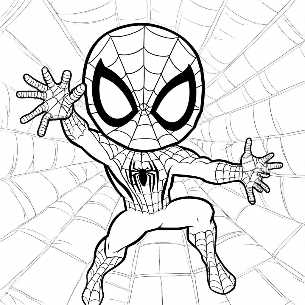 spiderman Waving Hello" coloring page from spiderman theme - free printable line art for kids and adults