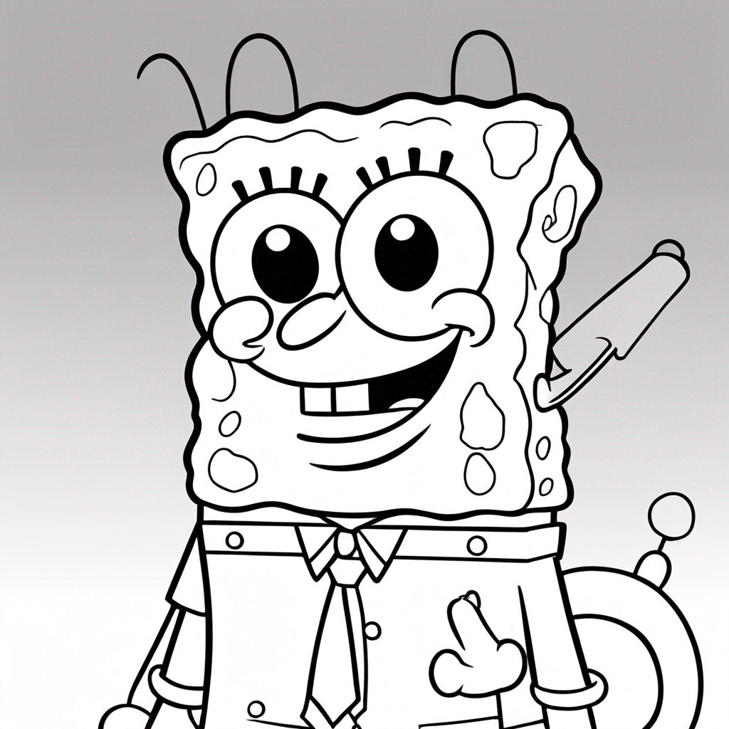 Spongebob Smiling Underwater Adventure coloring page from SpongeBob SquarePants theme - free printable line art for kids and adults