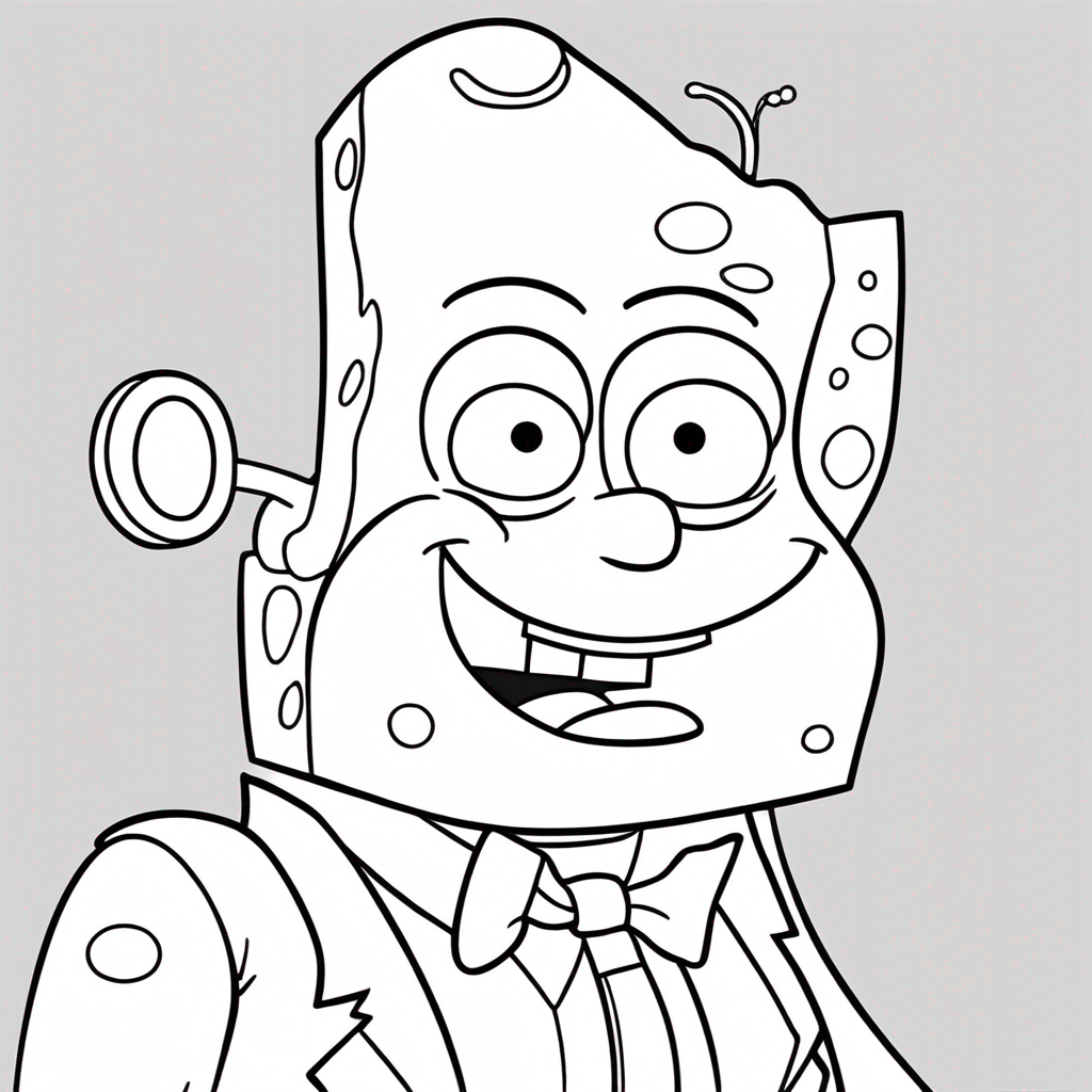 Spongebob Smiling Underwater Adventure coloring page from SpongeBob SquarePants theme - free printable line art for kids and adults
