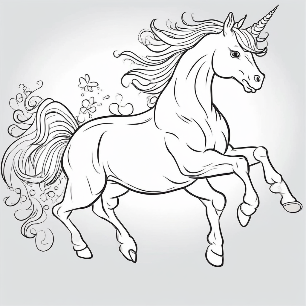 "Unicorn Galloping in Enchanted coloring page from Unicorn theme - free printable line art for kids and adults